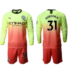 Manchester City #31 Ederson M. Third Long Sleeves Soccer Club Jersey