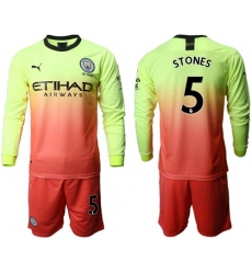 Manchester City #5 Stones Third Long Sleeves Soccer Club Jersey