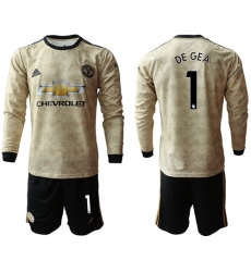 Manchester United #1 De Gea Away Long Sleeves Soccer Club Jersey