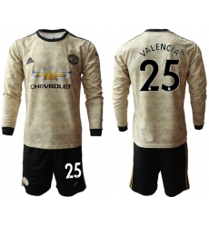 Manchester United #25 Valencia Away Long Sleeves Soccer Club Jersey