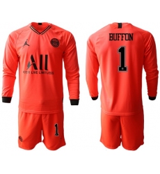Paris Saint-Germain #1 Buffon Red Jordan Long Sleeves Soccer Club Jersey