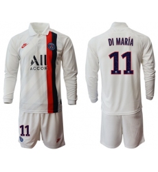 Paris Saint-Germain #11 Di Maria Away Long Sleeves Soccer Club Jersey