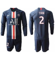 Paris Saint-Germain #2 T.Silva Home Long Sleeves Soccer Club Jersey