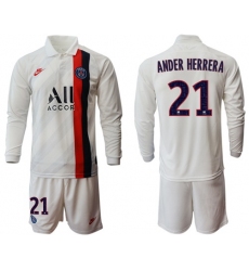 Paris Saint-Germain #21 Ander Herrera Away Long Sleeves Soccer Club Jersey