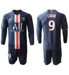 Paris Saint-Germain #9 Cavani Home Long Sleeves Soccer Club Jersey