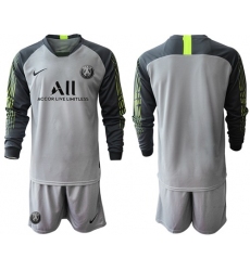 Paris Saint-Germain Blank Grey Goalkeeper Long Sleeves Soccer Club Jersey
