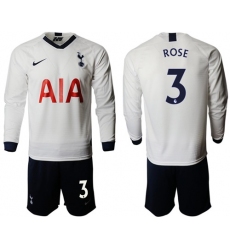 Tottenham Hotspur #3 Rose Home Long Sleeves Soccer Club Jersey