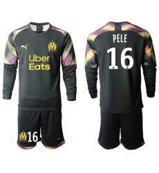 Marseille #16 Pele Black Goalkeeper Long Sleeves Soccer Club Jersey