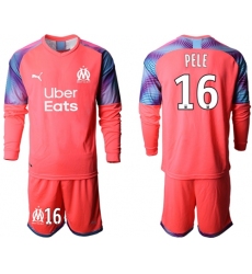 Marseille #16 Pele Pink Goalkeeper Long Sleeves Soccer Club Jersey