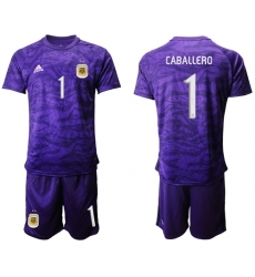 Argentina #1 Caballero Purple Goalkeeper Soccer Country Jersey