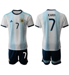 Argentina #7 Icardi Home Soccer Country Jersey