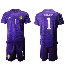 Belgium #1 Courtois Purple Goalkeeper Soccer Country Jersey