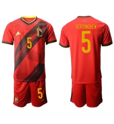 Belgium #5 Vertonghen Red Home Soccer Country Jersey