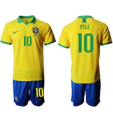 Brazil #10 Pele Home Soccer Country Jersey
