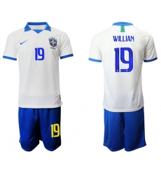 Brazil #19 Willian White Soccer Country Jersey