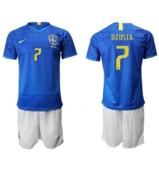 Brazil #7 D.Costa Blue Soccer Country Jersey