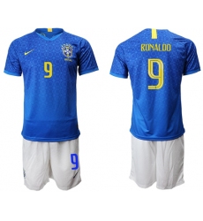 Brazil #9 Ronaldo Blue Soccer Country Jersey