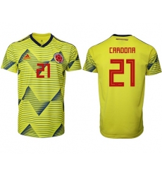 Colombia #21 Cardona Home Soccer Country Jersey
