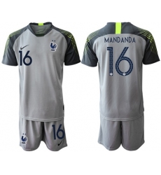 France #16 Mandanda Grey Goalkeeper Soccer Country Jersey1