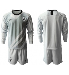 France Blank Grey Goalkeeper Long Sleeves Soccer Country Jersey