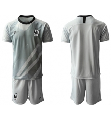 France Blank Grey Goalkeeper Soccer Country Jersey