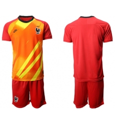 France Blank Red Goalkeeper Soccer Country Jersey
