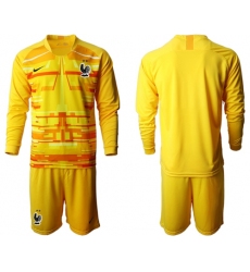 France Blank Yellow Goalkeeper Long Sleeves Soccer Country Jersey