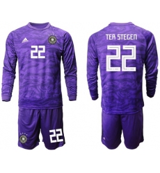 Germany #22 Ter Stegen Purple Goalkeeper Long Sleeves Soccer Country Jersey