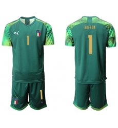 Italy #1 Buffon Army Green Goalkeeper Soccer Country Jersey