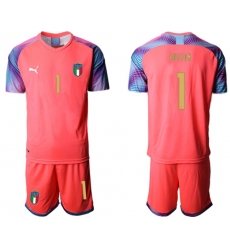 Italy #1 Buffon Pink Goalkeeper Soccer Country Jersey