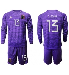 Mexico #13 G.Ochoa Purple Long Sleeves Goalkeeper Soccer Country Jersey