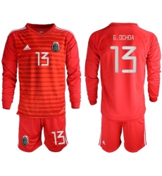 Mexico #13 G.Ochoa Red Long Sleeves Goalkeeper Soccer Country Jersey
