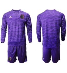 Mexico Blank Purple Long Sleeves Goalkeeper Soccer Country Jersey