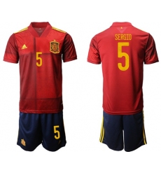 Spain #5 Sergio Home Soccer Country Jersey