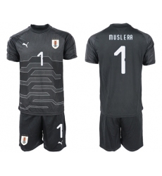 Uruguay #1 Muslera Black Goalkeeper Soccer Country Jersey