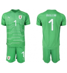 Uruguay #1 Muslera Green Goalkeeper Soccer Country Jersey