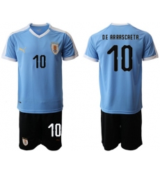Uruguay #10 De Arrascaeta Home Soccer Country Jersey