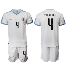 Uruguay #4 Valverde Away Soccer Country Jersey