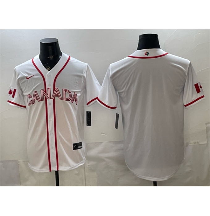 Men's Canada Baseball Blank White 2026 World Baseball Classic Home Stadium Stitched Jersey
