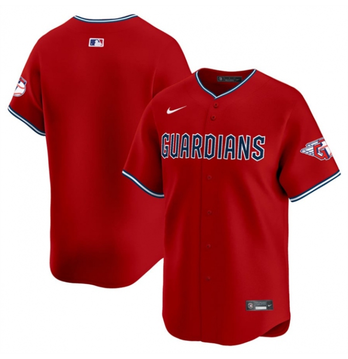 Men's Cleveland Guardians Blank Red Alternate Limited Stitched Baseball Jersey