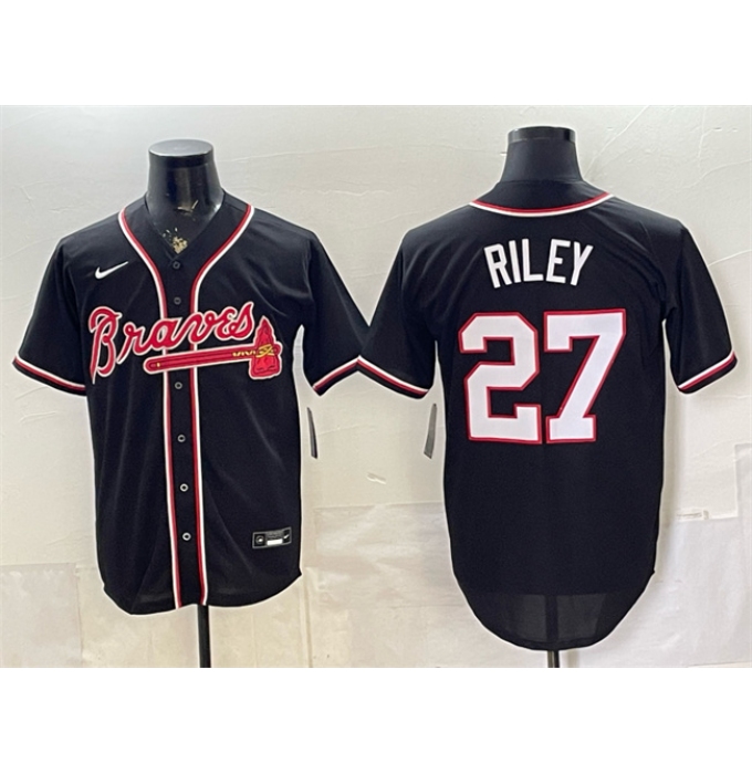 Men's Atlanta Braves #27 Austin Riley 2026 Fashion Replica Black Out Stitched Baseball Jersey