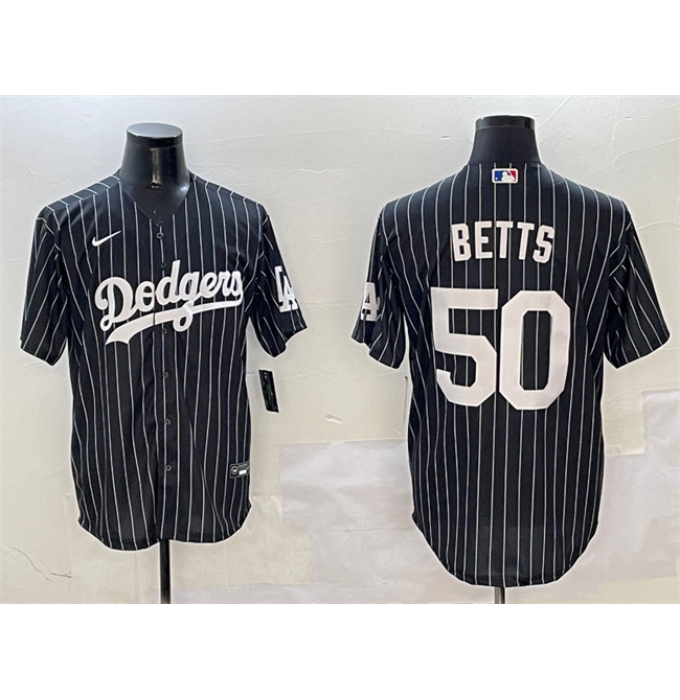 Men's Los Angeles Dodgers #50 Mookie Betts Black Cool Base Stitched Baseball Jersey