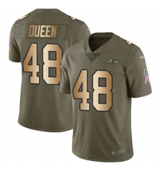 Youth Baltimore Ravens #48 Patrick Queen Olive Gold Stitched NFL Limited 2017 Salute To Service Jersey