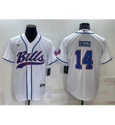 Men's Buffalo Bills #14 Stefon Diggs White Stitched Cool Base Nike Baseball Jersey