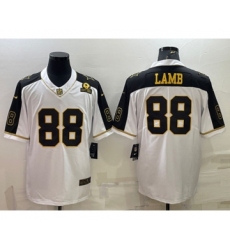 Men's Dallas Cowboys #88 CeeDee Lamb White Gold Edition With 1960 Patch Limited Stitched Football Jersey