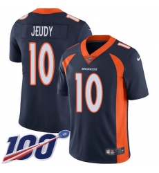Men's Denver Broncos #10 Jerry Jeudy Navy Blue Alternate Stitched 100th Season Vapor Untouchable Limited Jersey