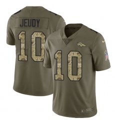 Men's Denver Broncos #10 Jerry Jeudy Olive Camo Stitched Limited 2017 Salute To Service Jersey