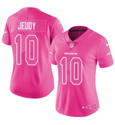 Women's Denver Broncos #10 Jerry Jeudy Pink Stitched Limited Rush Fashion Jersey