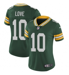 Women's Green Bay Packers #10 Jordan Love Green Team Color Stitched NFL Vapor Untouchable Limited Jersey