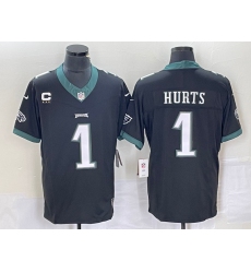 Men's Nike Philadelphia Eagles #1 Jalen Hurts Black 2023 F.U.S.E. Vapor Untouchable C Stitched Football Jerseys